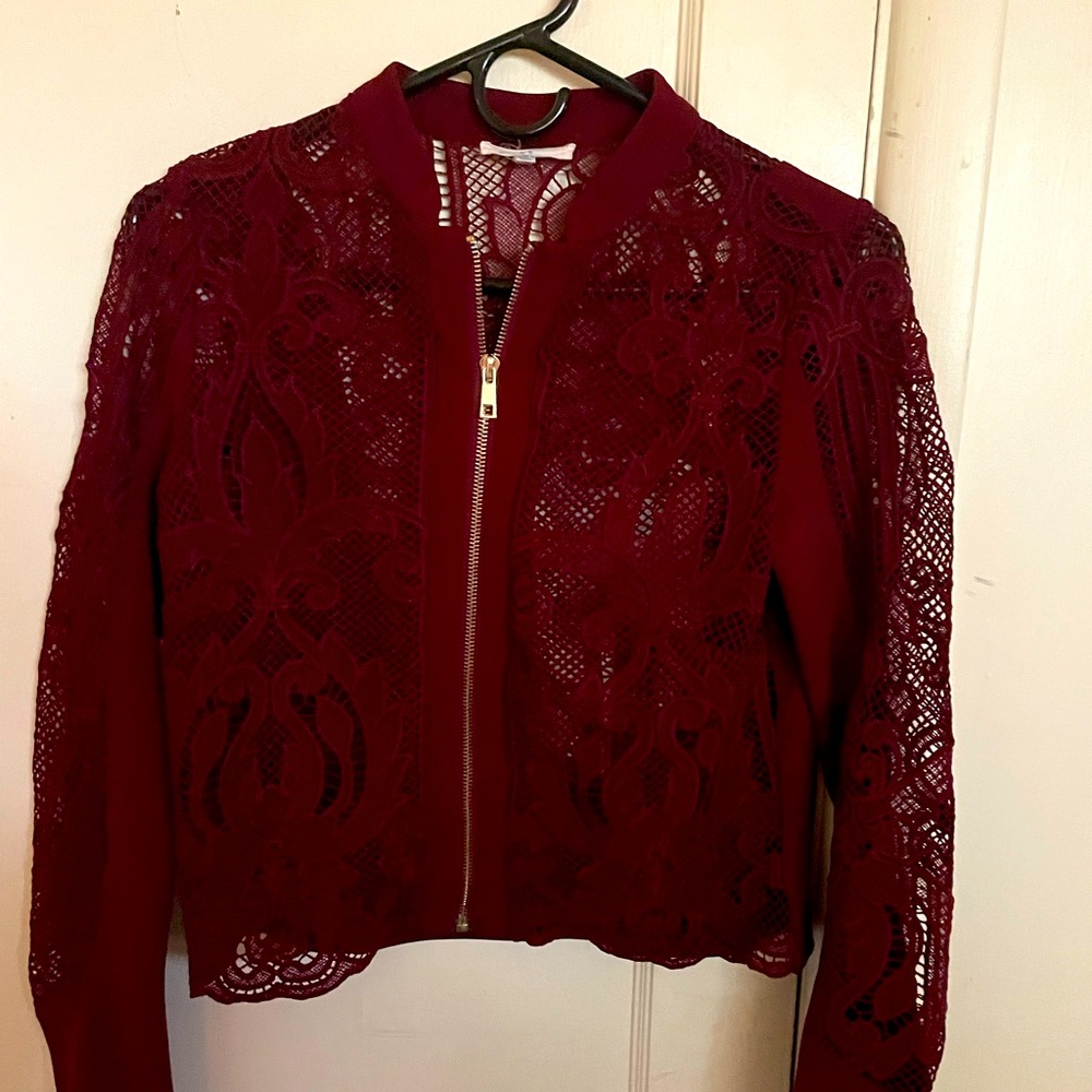 Sheer lace mesh jacket